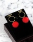 Fashion Red Fuzzy Ball Decorated Pom Earrings