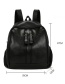 Fashion Black Pure Color Decorated Backpack