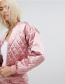 Fashion Pink Letter Decorated Pure Color Jacket