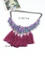 Bohemia Purple Hollow Out Decorated Tassel Necklace