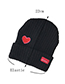Lovely Black Heart Shape Pattern Decorated Pure Color Cap