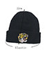 Lovely Black Embroidery Tiger Decorated Pure Color Cap
