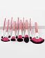 Trendy Black+pink Sector Shape Decorated Makeup Brush(10pcs)