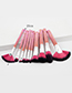 Trendy Black+pink Sector Shape Decorated Makeup Brush(10pcs)