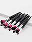 Trendy Pink+black Color Matching Decorated Makeup Brush(10pcs)