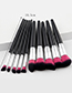 Trendy Pink+black Color Matching Decorated Makeup Brush(10pcs)