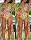 Fashion Yellow Flower Pattern Decorated Swimwear ( 2 Pcs)