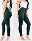 Fashion Dark Green Pure Color Decorated Trousers