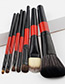 Fashion Red+black Pure Color Decorated Makeup Brush ( 7 Pcs )