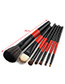 Fashion Red+black Pure Color Decorated Makeup Brush ( 7 Pcs )