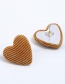 Vintage Khaki Heart Shape Decorated Earrings