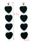 Vintage Black Heart Shape Decorated Long Earrings