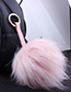 Fashion Claret Red Fuzzy Ball Decorated Pure Color Key Chain