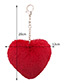 Fashion Khaki Fuzzy Ball Decorated Heart Shape Key Chain