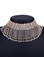Fashion Silver Color Full Diamond Decorated Hollow Out Choker