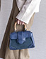 Fashion Blue Wooden Handle Design Simple Shoulder Bag