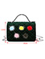 Fashion Black Fuzzy Balls Decorated Shoulder Bag