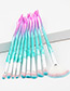 Fashion Pink+blue Sector Shape Decorated Color Matching Makeup Brush(10pcs)