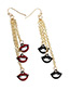 Fashion Red Lips Pendant Decorated Tassel Earrings