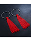 Vintage Red Long Tassel Decorated Pure Color Earrings