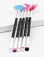 Trendy White+blue Sector Shape Decorated Makeup Brush(1pc)