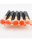 Trendy Orange+white Color Matching Decorated Makeup Brush(10pc)