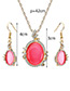 Fashion Plum Red Oval Shape Design Pure Color Jewelry Sets