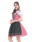 Fashion Pink+olive Green Grid Pattern Decorated Dress（with Dress and apron)