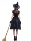 Fashion Black Pure Color Decorated Cosplay Costume（with  Hat ， dress， belt， gloves）