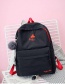 Fashion Black Fuzzy Ball Decorated Simple Backpack