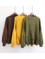 Fashion Olive Pure Color Decorated Lantern Sleeve Sweater