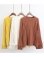 Fashion Coffee Pure Color Decorated Flare Sleeve Sweater