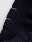 Fashion Navy Stripe Pattern Decorated Hole Design Sweater
