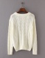 Fashion White Flower Pattern Decorated Long Sleeve Sweater