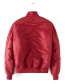 Fashion Red Pure Color Decorated Long Sleeve Jacket