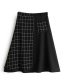 Fashion Black Grid Pattern Decorated Patchwork Skirt