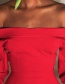 Sweet Red Off-the-shoulder Design Pure Color Long Dress