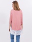 Trendy Pink Lace Design Three-quarter Sleeves T-shirt