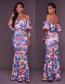 Trendy Multi-color Flower Pattern Decorated Off Shoulder Dress