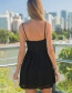 Trendy Black V Neckline Design Patchwork Suspender Dress