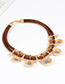 Trendy Brown Square Shape Decorated Double Layer Jewelry Sets