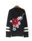 Trendy Black Flower Pattern Decorated Long Sleeves Sweater