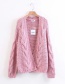 Trendy Pink Twist Shape Decorated Pure Color Coat