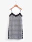 Trendy Gray Stripe Pattern Decorated Suspender Dress