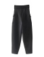 Trendy Black Pure Color Decorated Simple Pants