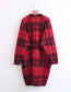 Trendy Red Grid Pattern Decorated Bat Sleeves Knit Cardigan