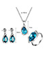 Fashion Blue Geometric Shape Design Hollow Out Jewelry Sets