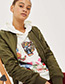 Fashion White Flower Pattern Decorated Long Sleeves Hoodie