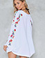 Fashion White Flower Pattern Decorated Long Sleeves Cardigan