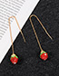 Fashion White Strawberry Pendant Decorated Long Earrings
